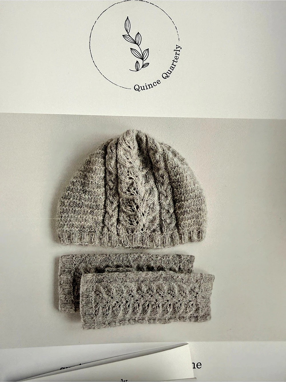 Quince & Co. Isler Hat & Mitts Gray Wool Yarn Kit NWT